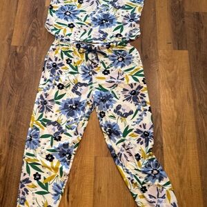 New Kate Spade Floral Print Pajamas - Blue and Yellow